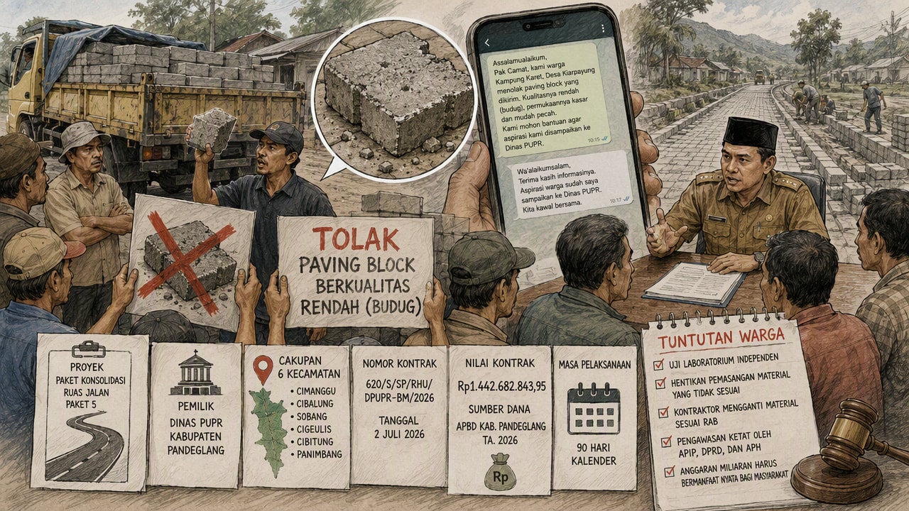 Paving Block Diduga Tak Sesuai Mutu Ditolak Warga Pandeglang