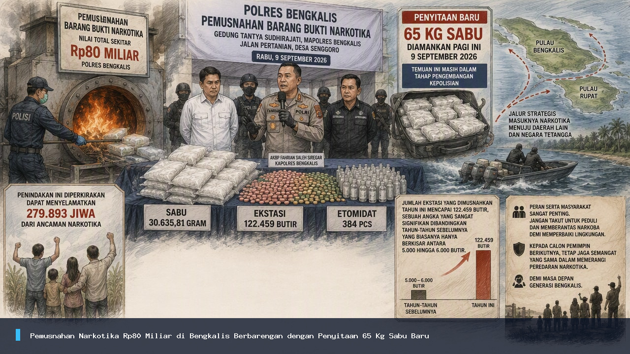 Pemusnahan Narkotika Rp80 Miliar di Bengkalis Berbarengan dengan Penyitaan 65 Kg Sabu Baru