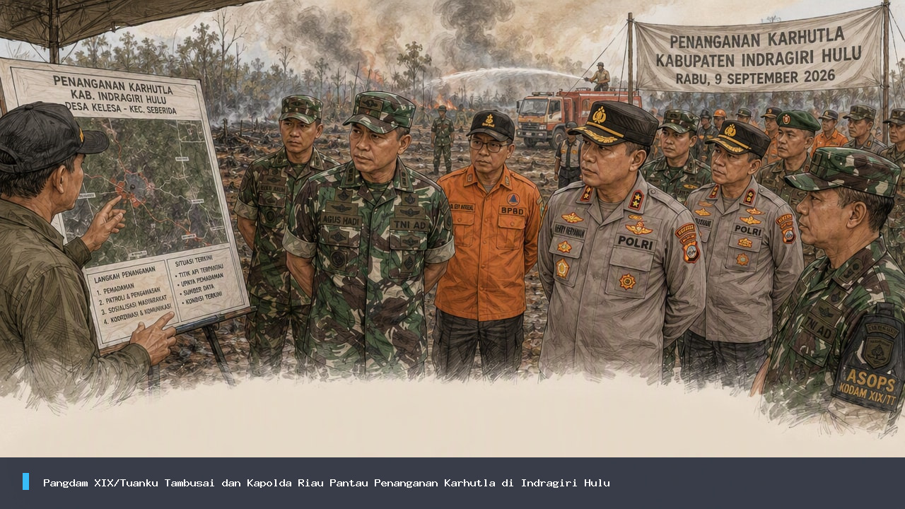 Pangdam XIX/Tuanku Tambusai dan Kapolda Riau Pantau Penanganan Karhutla di Indragiri Hulu