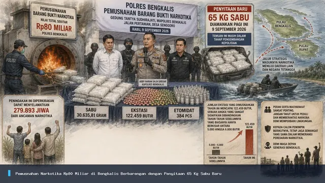 Pemusnahan Narkotika Rp80 Miliar di Bengkalis Berbarengan dengan Penyitaan 65 Kg Sabu Baru